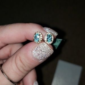Oval aqua earrings